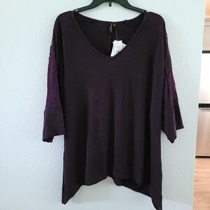 Susan Lawrence NWT Women's Size 2X | Eggplant Color | Lace Shoulder | Retail $40
